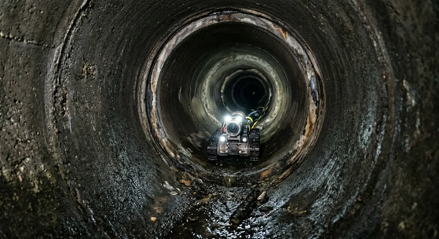 Robotic sewer camera inspecting pipe interior for Sewer Line Repair in Horsham